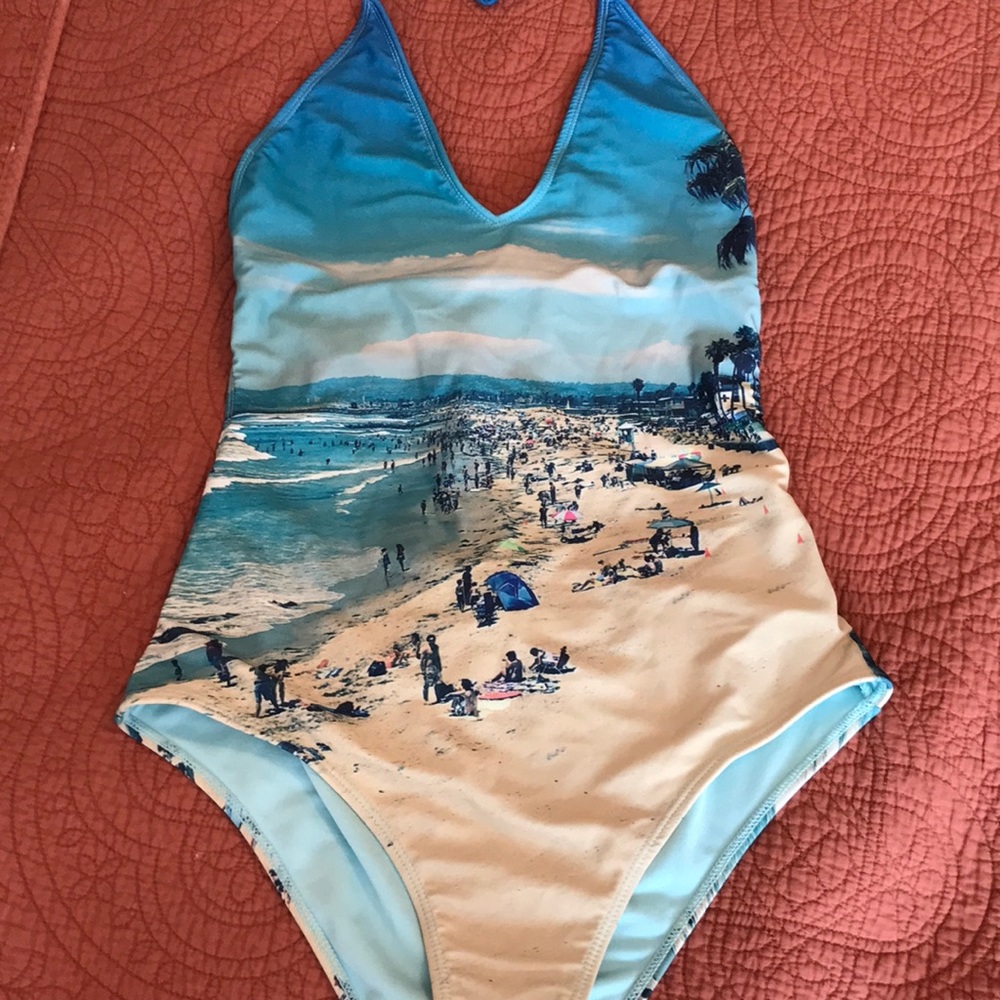 Beautiful Beach Scene One piece Bathing Suit